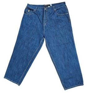 Rocawear Men's Blue Denim Jeans Size W46 Relaxed Fit Embroidered Logo Y2K